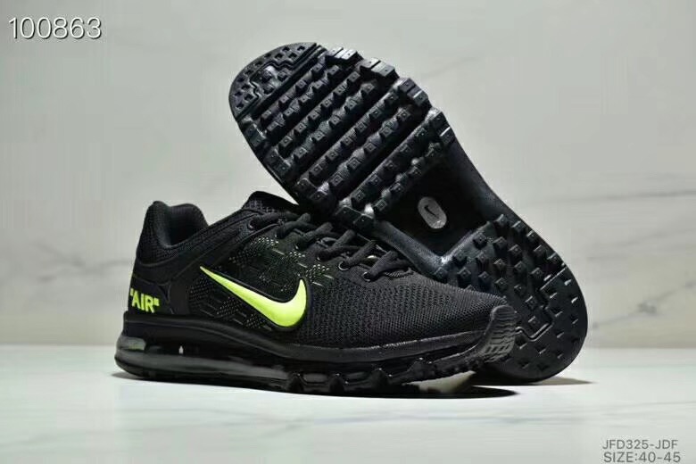 Men Nike Air Max 360 Knit Black Green Shoes